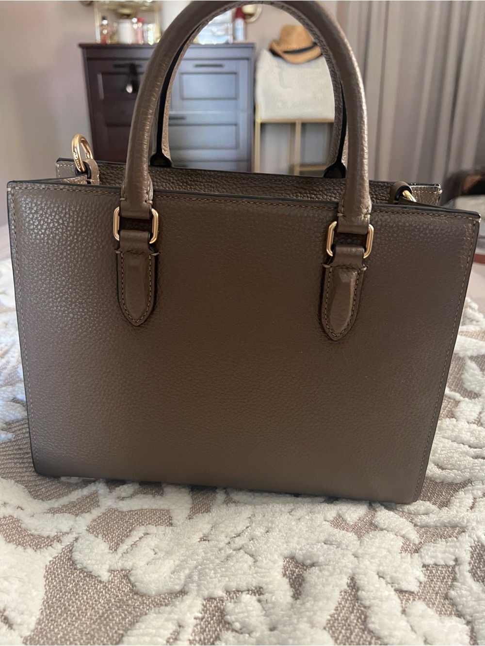 Coach Brown Leather Maggie Small Tote Bag comes with shoulder strap - Picture 2 of 6